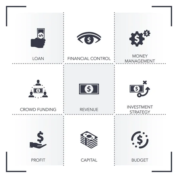 Ensemble d'icônes financières — Image vectorielle