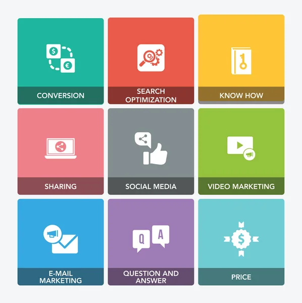 MARKETING MANAGEMENT ICON SET — Stock Vector