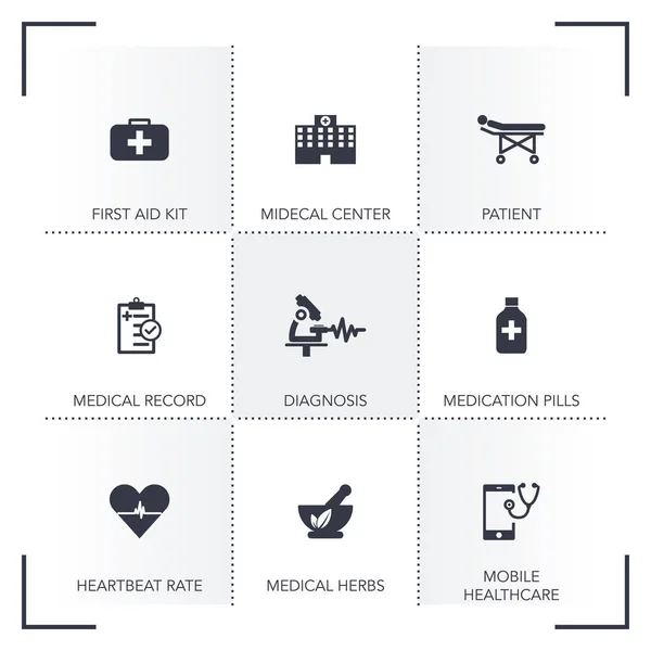 Lékařství a zdravotnictví Icon Set — Stockový vektor