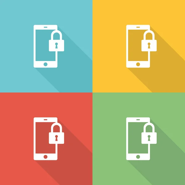 Mobile Security Apartamento Icono Concepto — Vector de stock