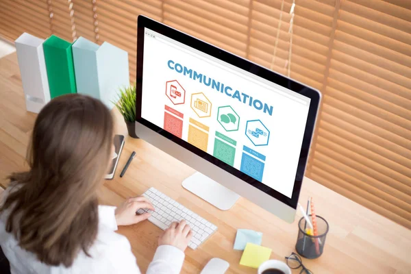 Kommunikációs koncepciót, ikonok — Stock Fotó