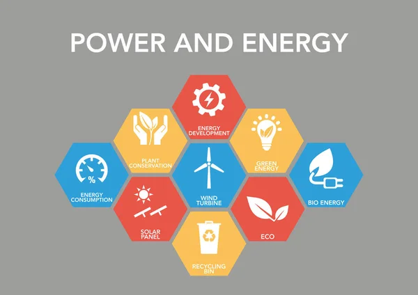 电力和能源图标概念 — 图库矢量图片