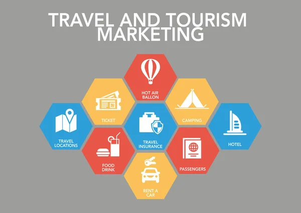 Concepto de Marketng de viajes y turismo — Vector de stock