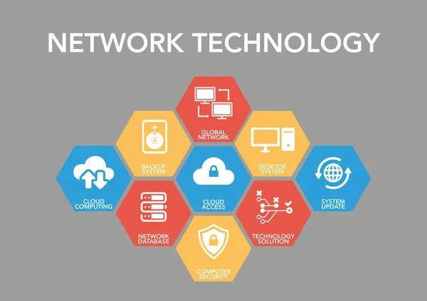 RETE TECNOLOGIA ICONA CONCEPT — Vettoriale Stock