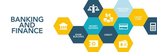 Концепция банковской и финансовой иконы — стоковый вектор