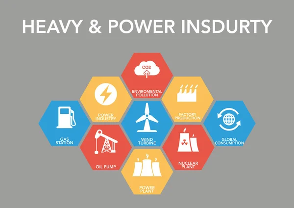 Conceito de ícone da indústria pesada e de energia — Vetor de Stock