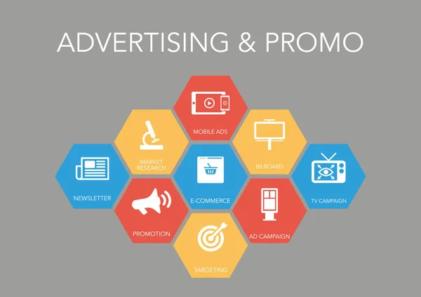 Διαφήμιση και Promo εικονίδιο έννοια — Διανυσματικό Αρχείο