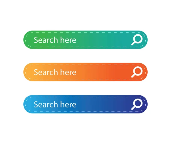 Concepto de botón de búsqueda colorido aquí — Vector de stock
