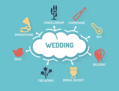 Infographic grafik tematik nesnelerle