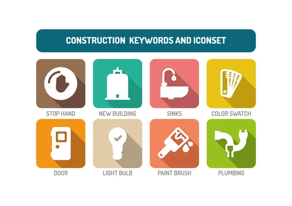 Conjunto de iconos planos de construcción — Vector de stock