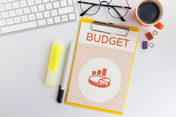 Költségvetési koncepció szöveg — Stock Fotó