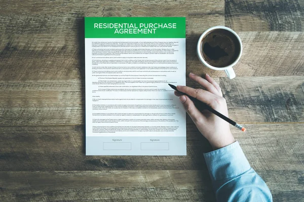 RESIDENTIAL PURCHASE AGREEMENT CONCEPT — Stock Photo, Image