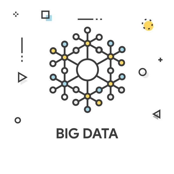 Icône de ligne colorée Big Data — Image vectorielle