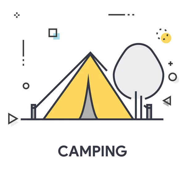 Icono de línea camping — Vector de stock