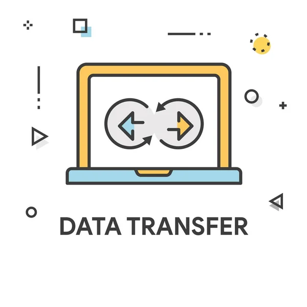 Ikony kolorowej linii transferu danych — Wektor stockowy