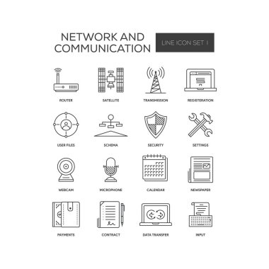 Ağ ve iletişim Icon Set