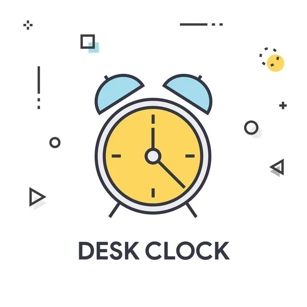 Desk Clock Line Ícone — Vetor de Stock