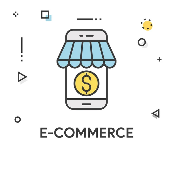 E-Commerce gekleurde lijn pictogram — Stockvector