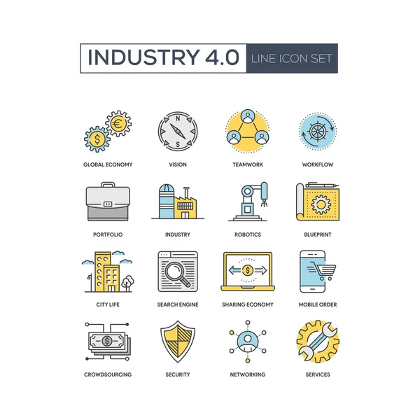 Sanayi 4.0 simge seti — Stok Vektör
