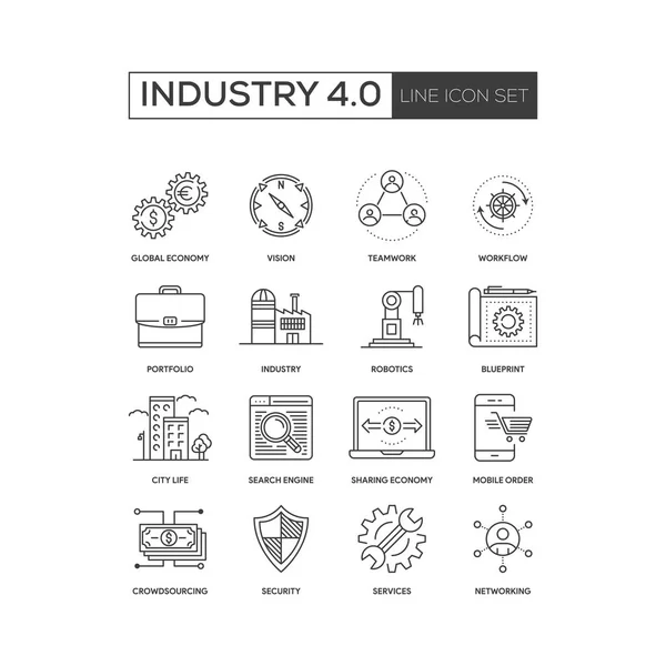 Sanayi 4.0 simge seti — Stok Vektör