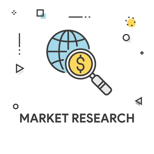 Ícone de linha de pesquisa de mercado — Vetor de Stock