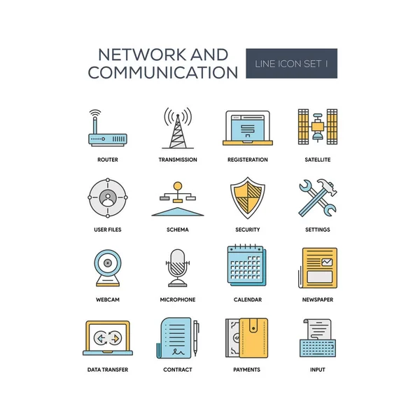 Netwerk en communicatie Icon Set — Stockvector