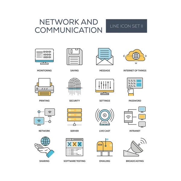 Set ikon jaringan dan komunikasi - Stok Vektor