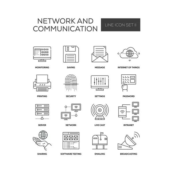 Set di icone di rete e comunicazione — Vettoriale Stock