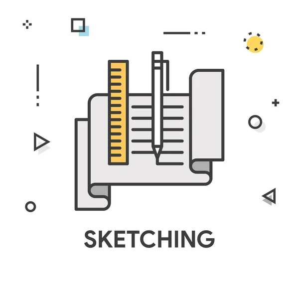 Boceto de color línea icono — Archivo Imágenes Vectoriales