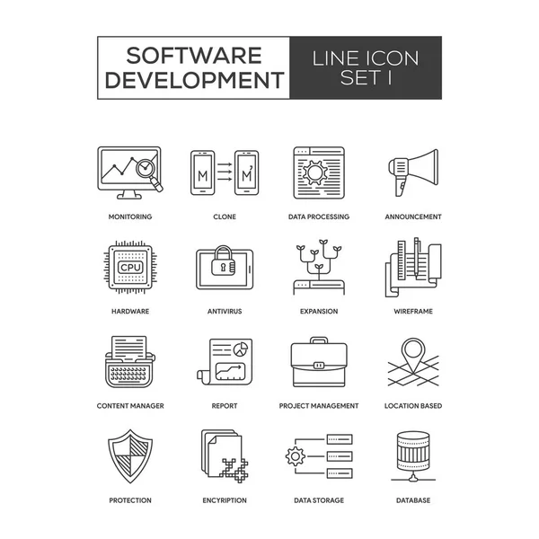 Ensemble d'icônes de développement logiciel — Image vectorielle