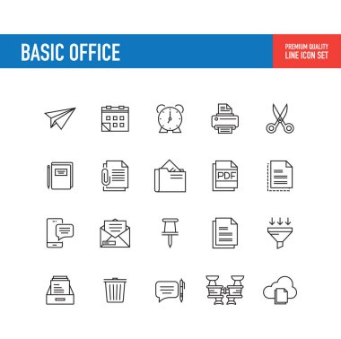 Temel ofis hattı simgeler, vektör çizim