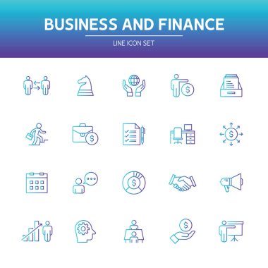 İş ve Finans satır simgeler, vektör çizim