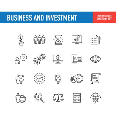 İş ve yatırım satırı simgeler, vektör çizim
