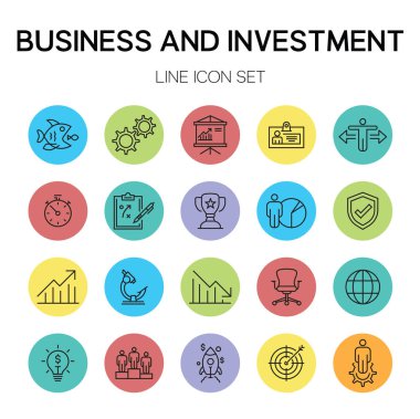 İş ve yatırım satırı simgeler, vektör çizim