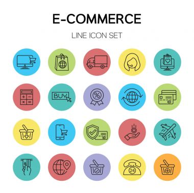 E-ticaret satır simgeler, vektör çizim