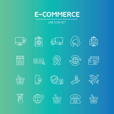 E-ticaret satır simgeler, vektör çizim