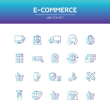 E-ticaret satır simgeler, vektör çizim