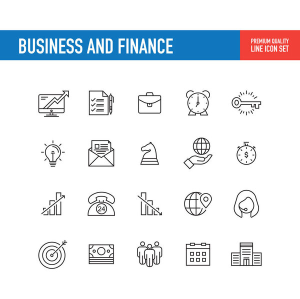 Business and Finance Line Icons, vector illustration