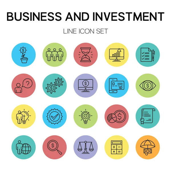 Επιχειρήσεων Και Επενδύσεων Γραμμή Εικονιδίων Εικονογράφηση Διάνυσμα — Διανυσματικό Αρχείο