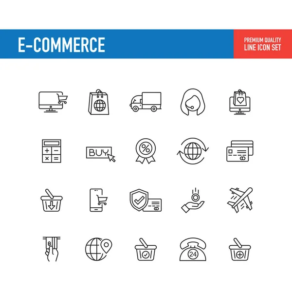 Iconos Línea Comercio Electrónico Ilustración Vectorial — Vector de stock