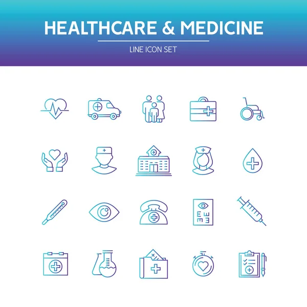 Healthcare Medicine Line Ícones Ilustração Vetorial — Vetor de Stock