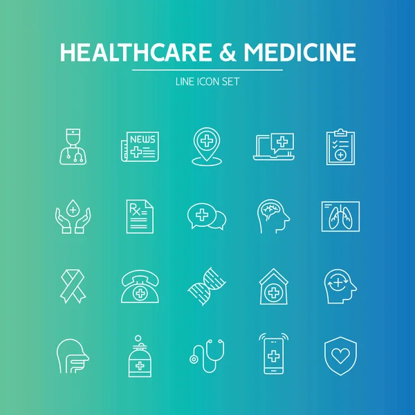 Iconos Línea Medicina Sanitaria Ilustración Vectorial — Archivo Imágenes Vectoriales