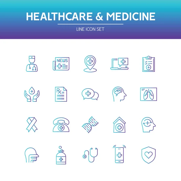 Opieki Zdrowotnej Medycyny Linii Ikony Ilustracji Wektorowych — Wektor stockowy