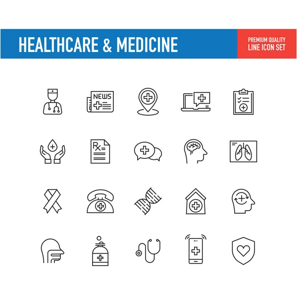 Opieki Zdrowotnej Medycyny Linii Ikony Ilustracji Wektorowych — Wektor stockowy
