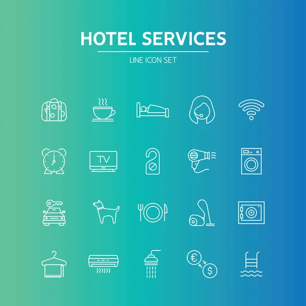 Services Hôteliers Line Icons Illustration Vectorielle — Image vectorielle