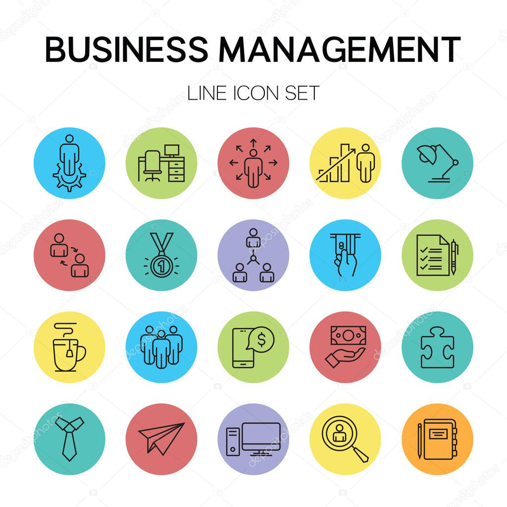 Business Management Line Icons, vector illustration