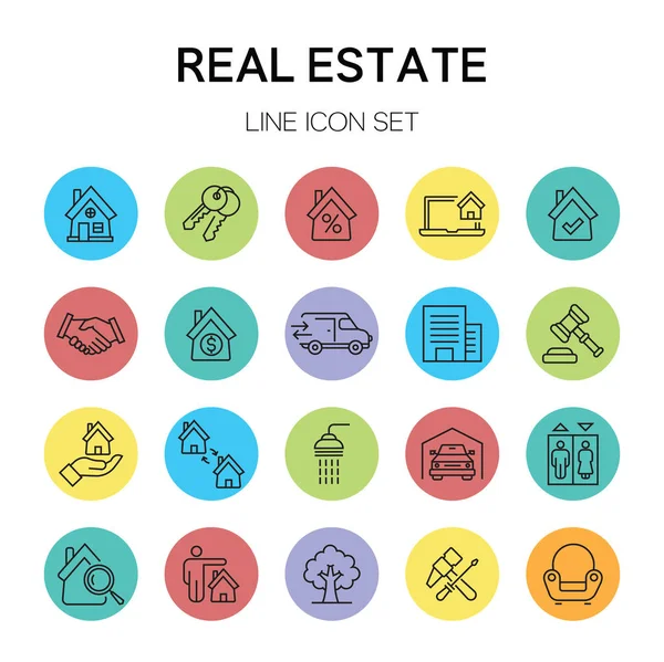 Real Estate Linie Ikony Vektorové Ilustrace — Stockový vektor