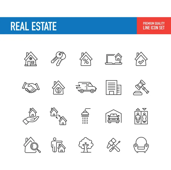 Real Estate Linii Ikony Ilustracji Wektorowych — Wektor stockowy