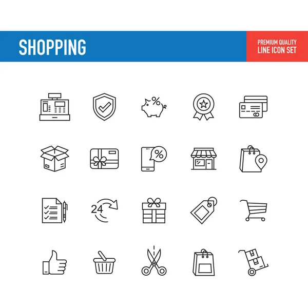 Shopping Line Icone Illustrazione Vettoriale — Vettoriale Stock