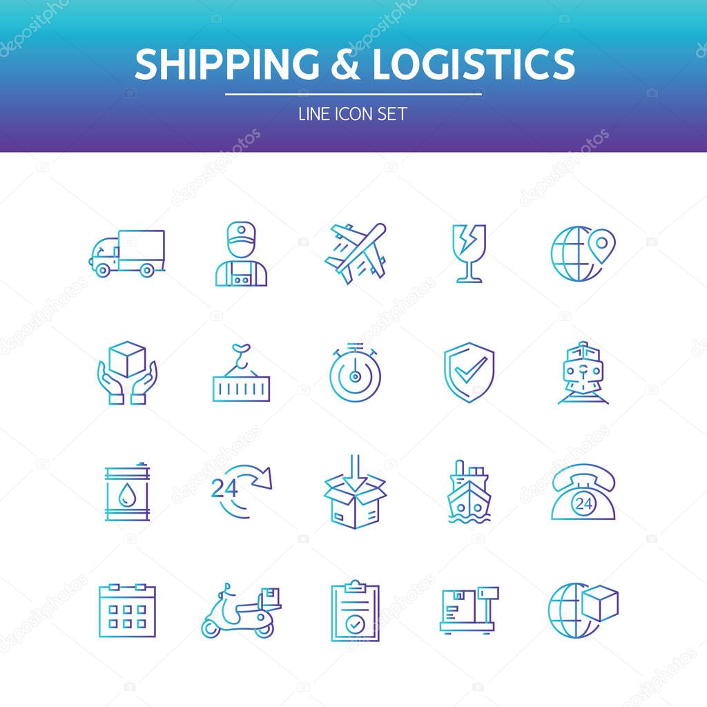 Shipping Logistics Line Icons, vector illustration